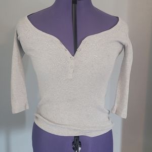 Mid sleeve shirt top with sparkles